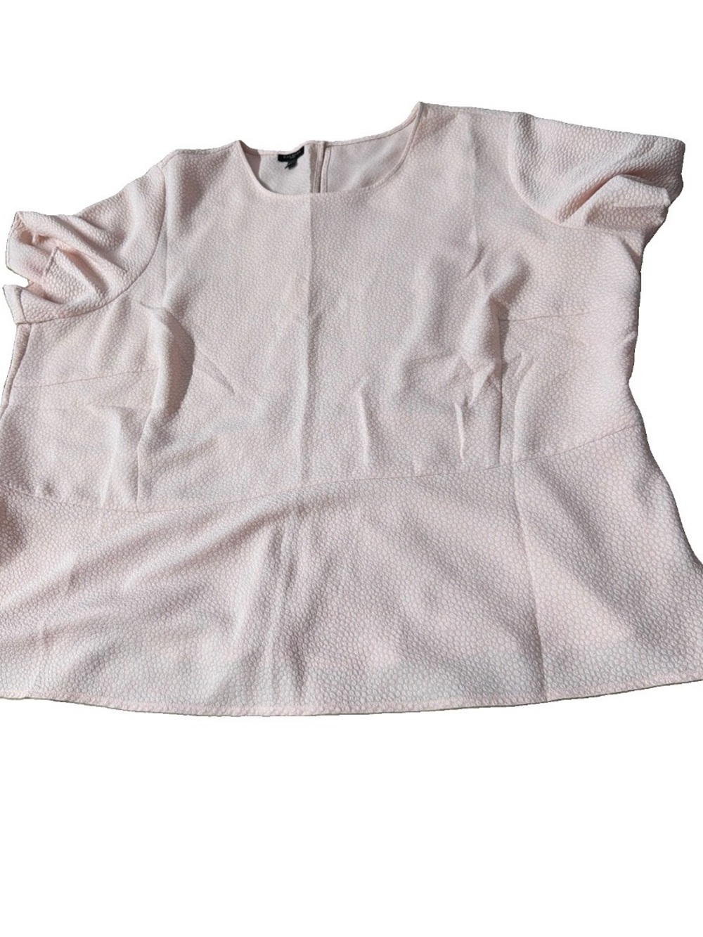 Talbots 24W Women's peplum Blush Pink Textured Short-Sleeve Top